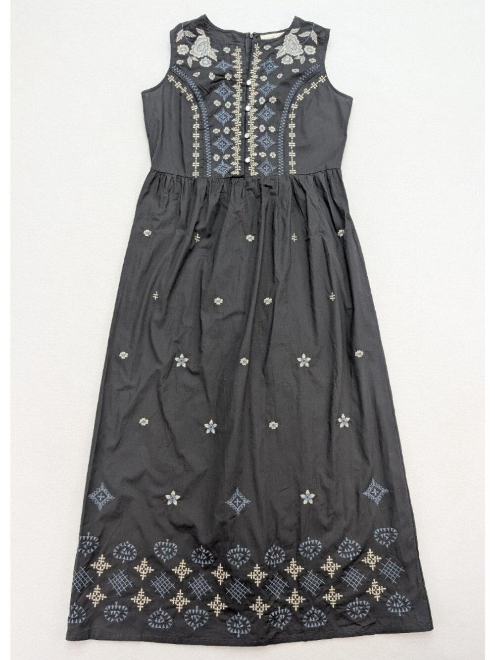 La Bellum Hillary Scott Women's Dress Size S Gray Embroidered Maxi Bohemian
